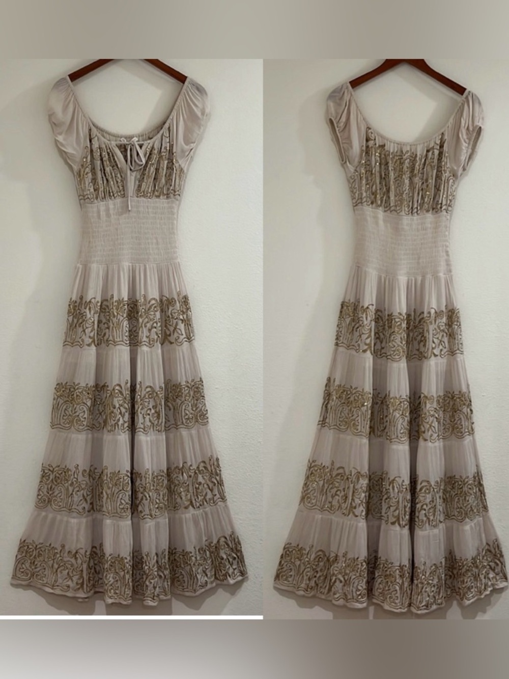Boston Proper Bamboo Sequin Peasant Maxi Dress - Picture 3 of 15